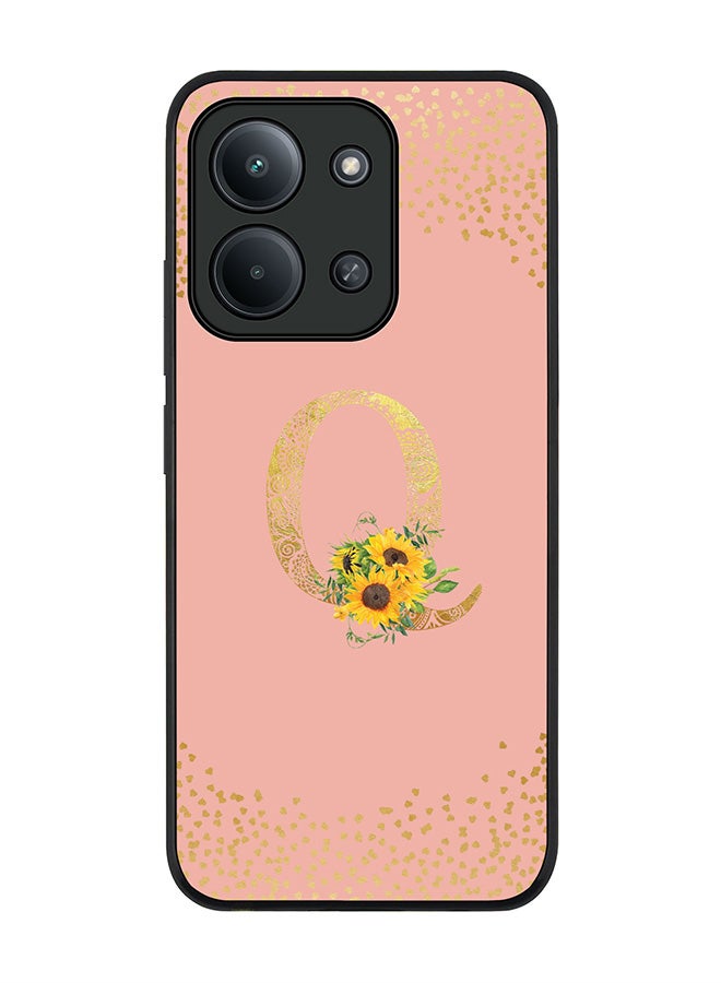 For Xiaomi Poco C85 4G Case,Slim fit Camera Protection, Shockproof Thin Phone cover  - Custom Floral Monogram - Q  (Rose Pink )